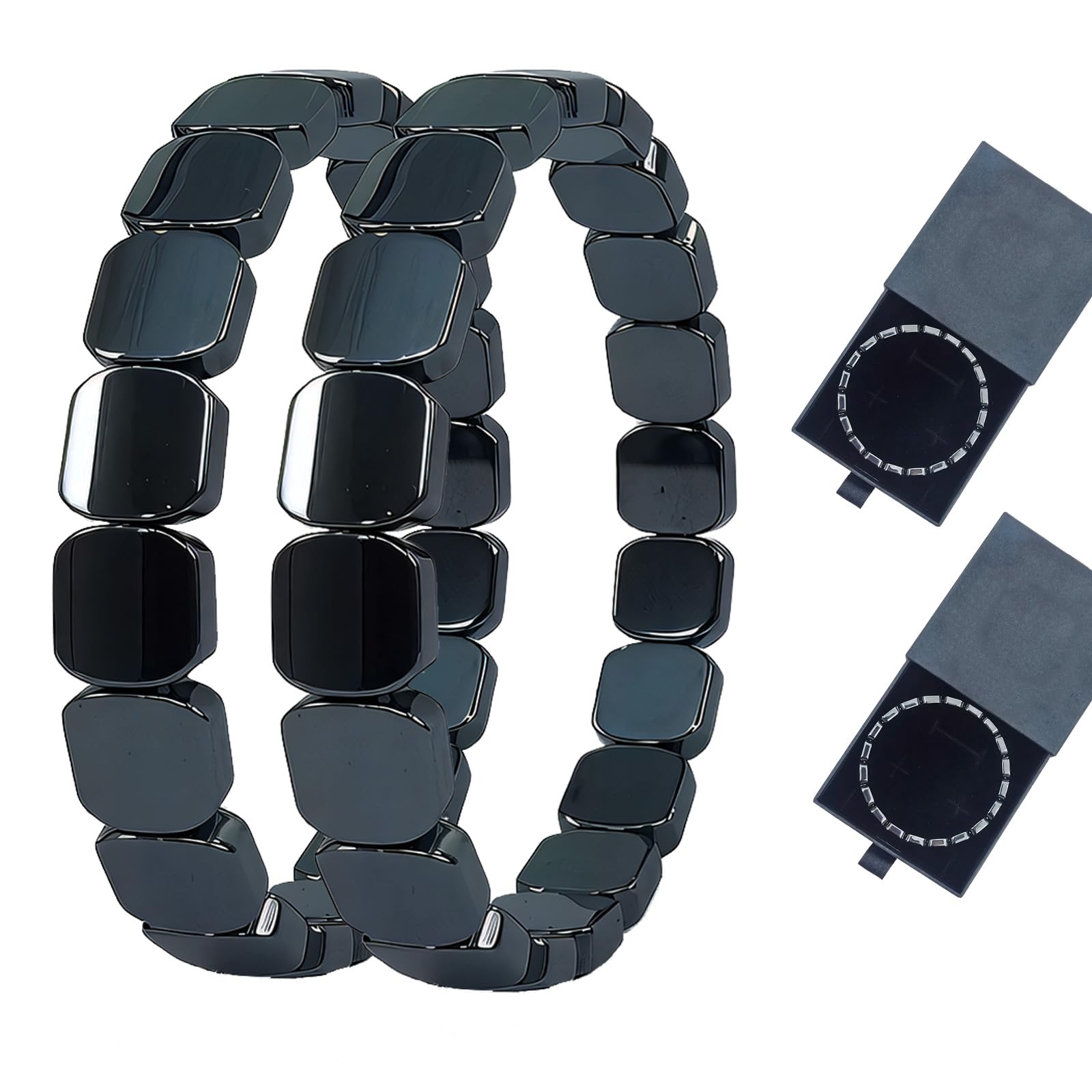 ZOYYE men’s hematite bracelet two-piece set close-up beads for daily confidence.