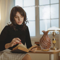 ZqLotXiao wood-grain diffuser side profile ideal for compact desks.