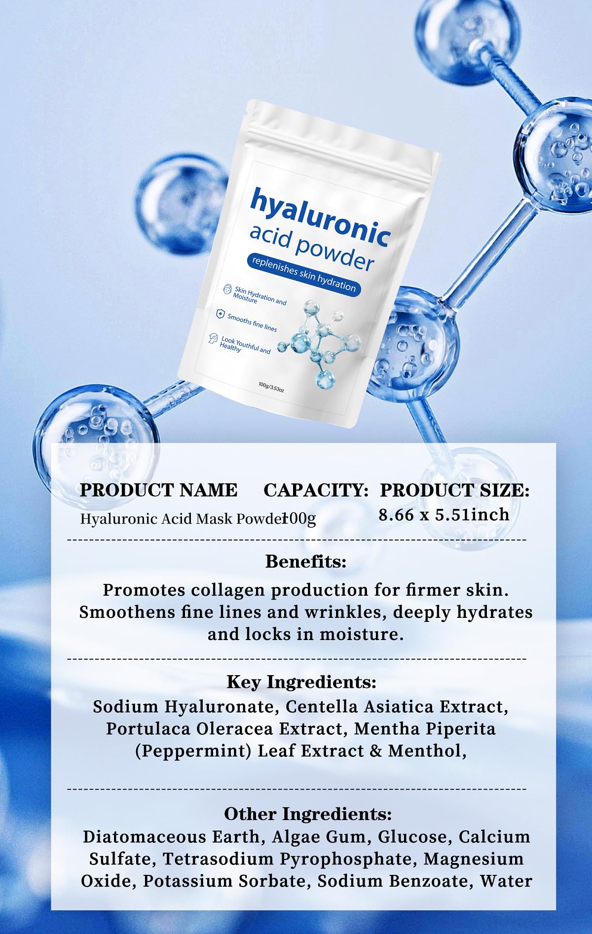 ZTSGU Hyaluronic Acid Powder morning routine for daily hydration.