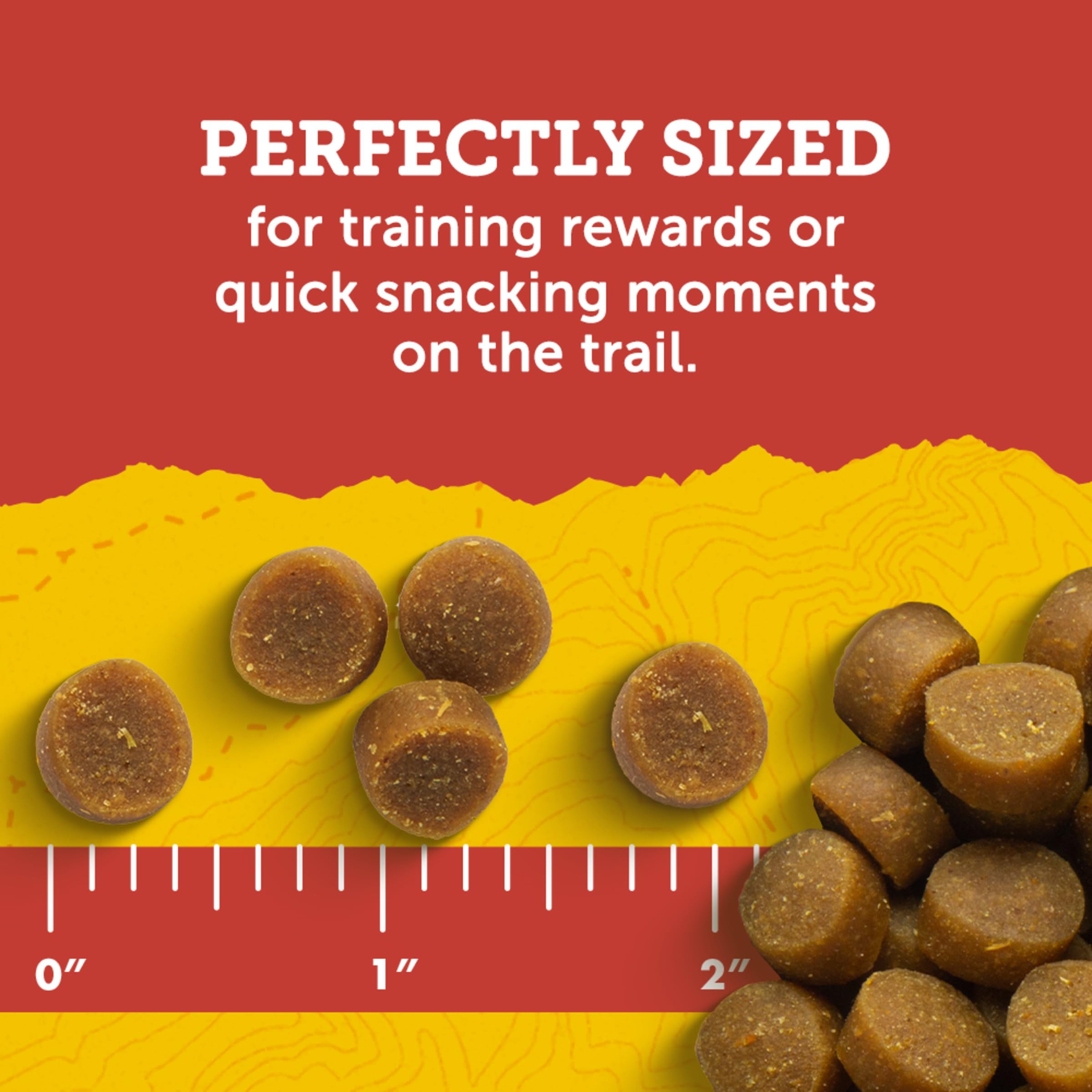 Close-up of Zuke's Mini Naturals Peanut Butter soft treats with real ingredients
