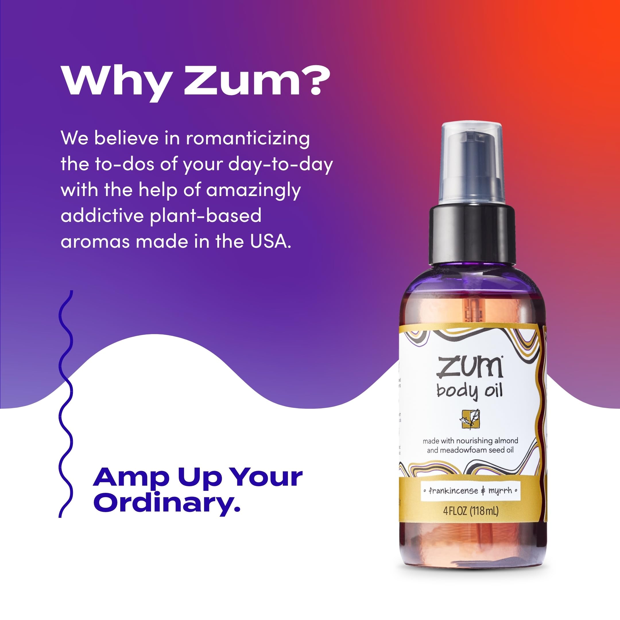 Zum Indigo Wild ingredients list highlights sweet almond oil as base.