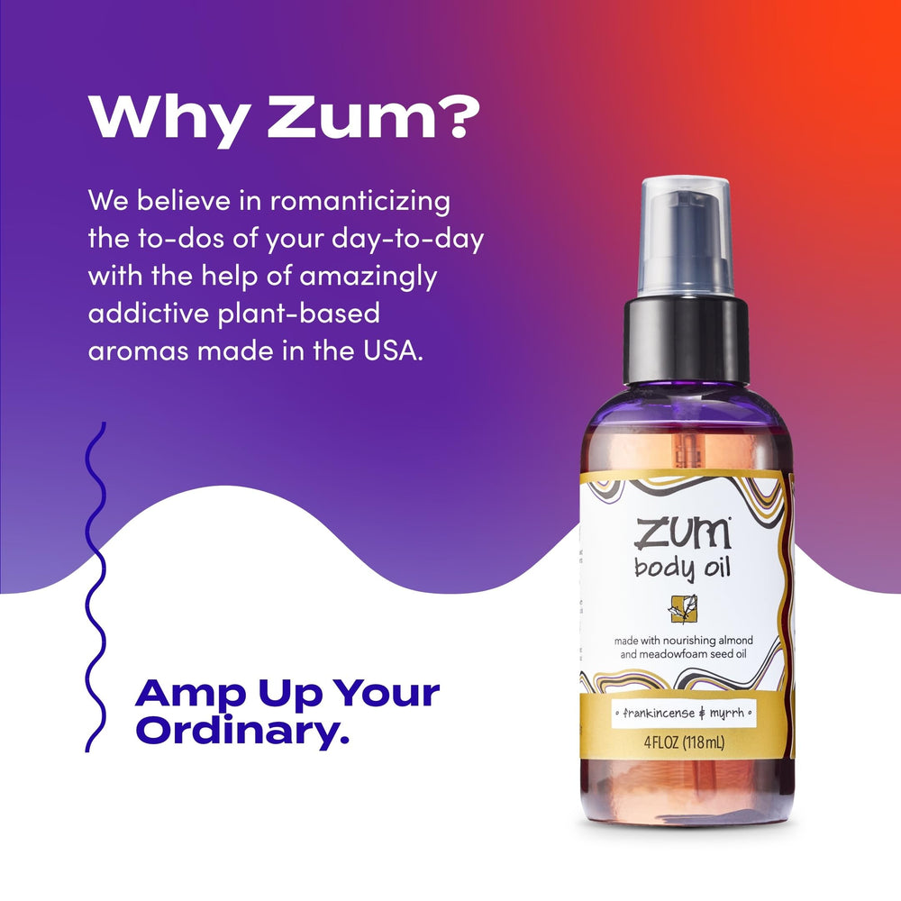 Zum Indigo Wild ingredients list highlights sweet almond oil as base.