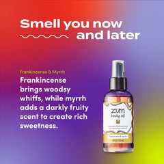 Zum Indigo Wild oil pour demonstrates easy application for massage.