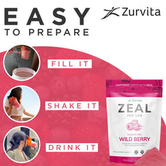 Zurvita Zeal for Life Wild Berry morning routine with glass and spoon
