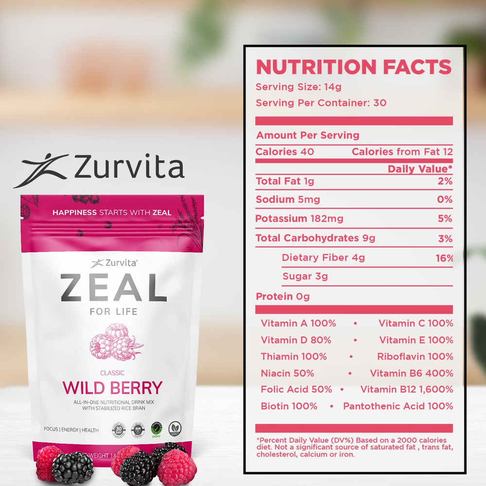 Zurvita Zeal for Life Wild Berry scoop in water for a quick mix.