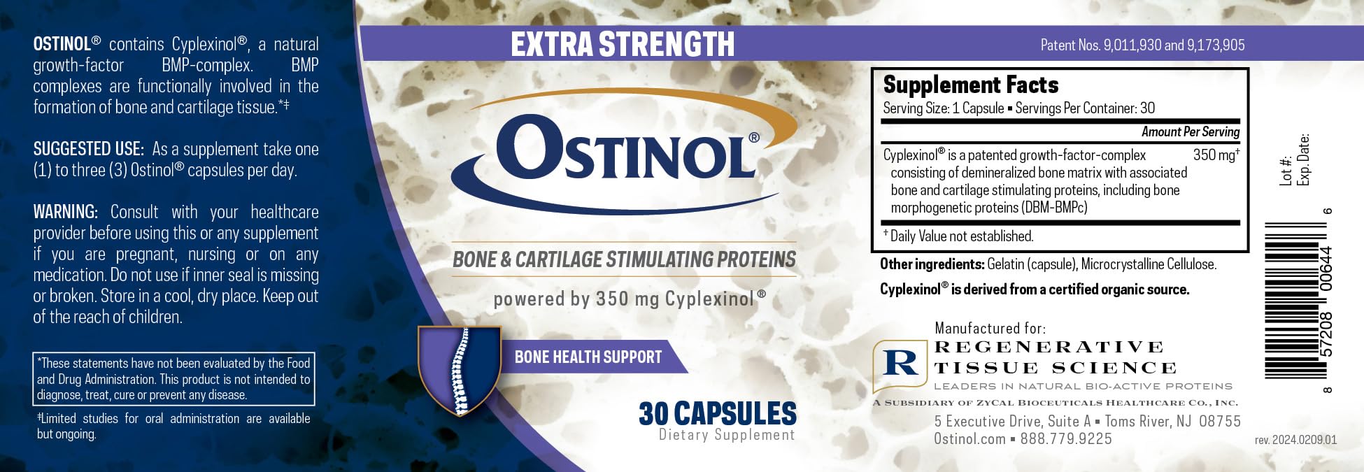 ZYCAL Ostinol bovine bone source—origin emphasizes organic, safe sourcing