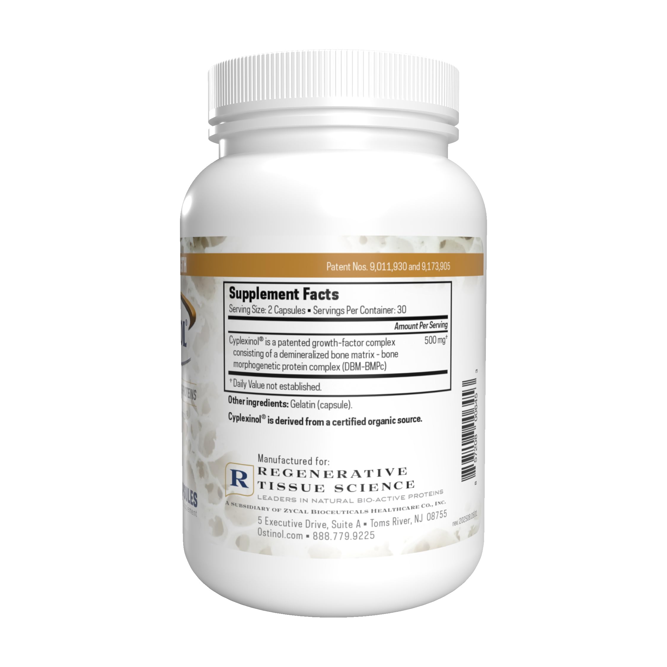 Label of ZYCAL Ostinol Maximum Strength showing 500 mg potency and regenerative focus.