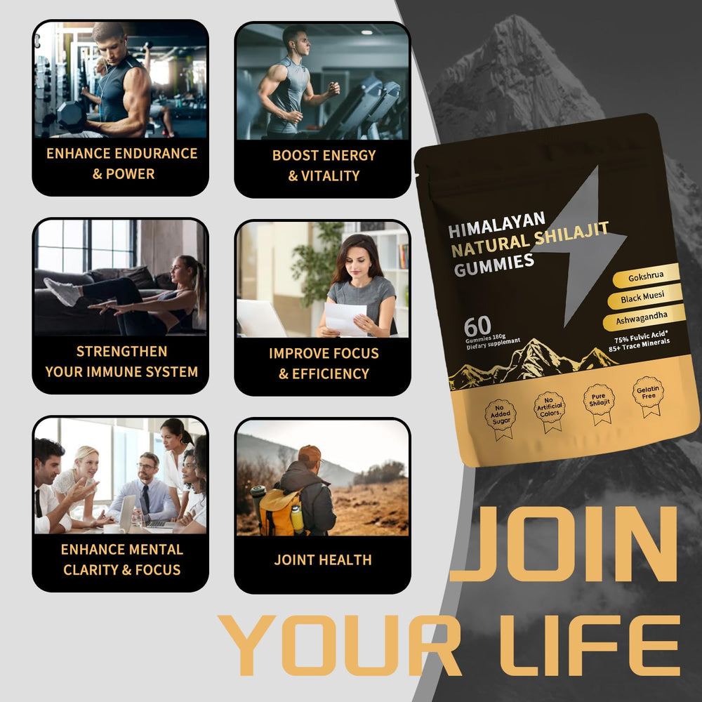 ZYGCDZ Shilajit Gold Gummies packaging highlights Ashwagandha and Gokshura.