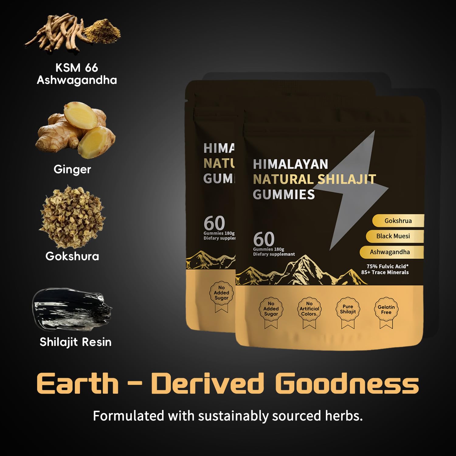 ZYGCDZ Shilajit Gold Gummies chewy texture on a surface for easy daily use.