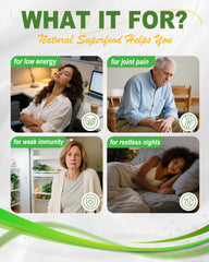 Measuring scoop with moringa powder suggests quick daily intake.