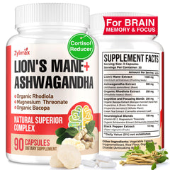 Zylvrax Ashwagandha Lions Mane capsules for focus and cognitive support