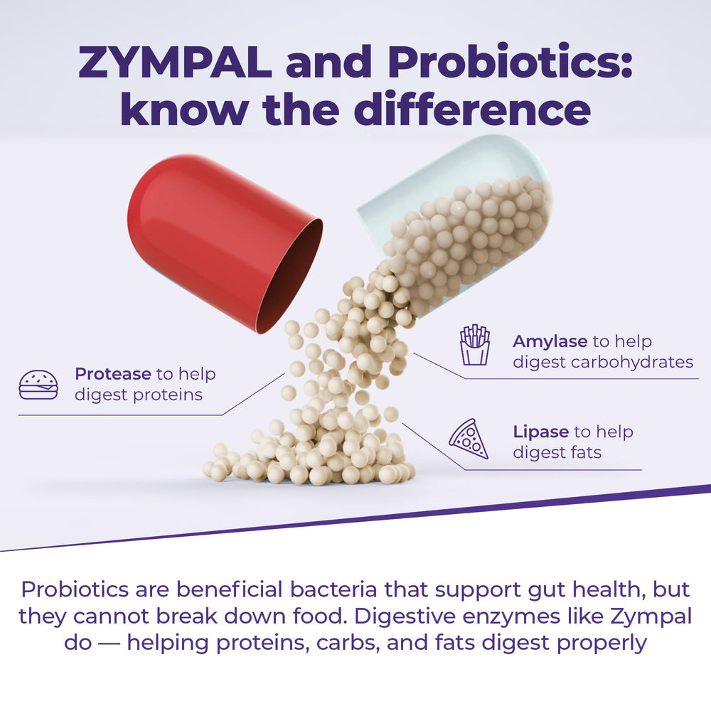 ZYMPAL bottle on kitchen counter ready for post-meal support.