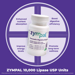 ZYMPAL capsules close-up showing smooth texture for fat and protein digestion.