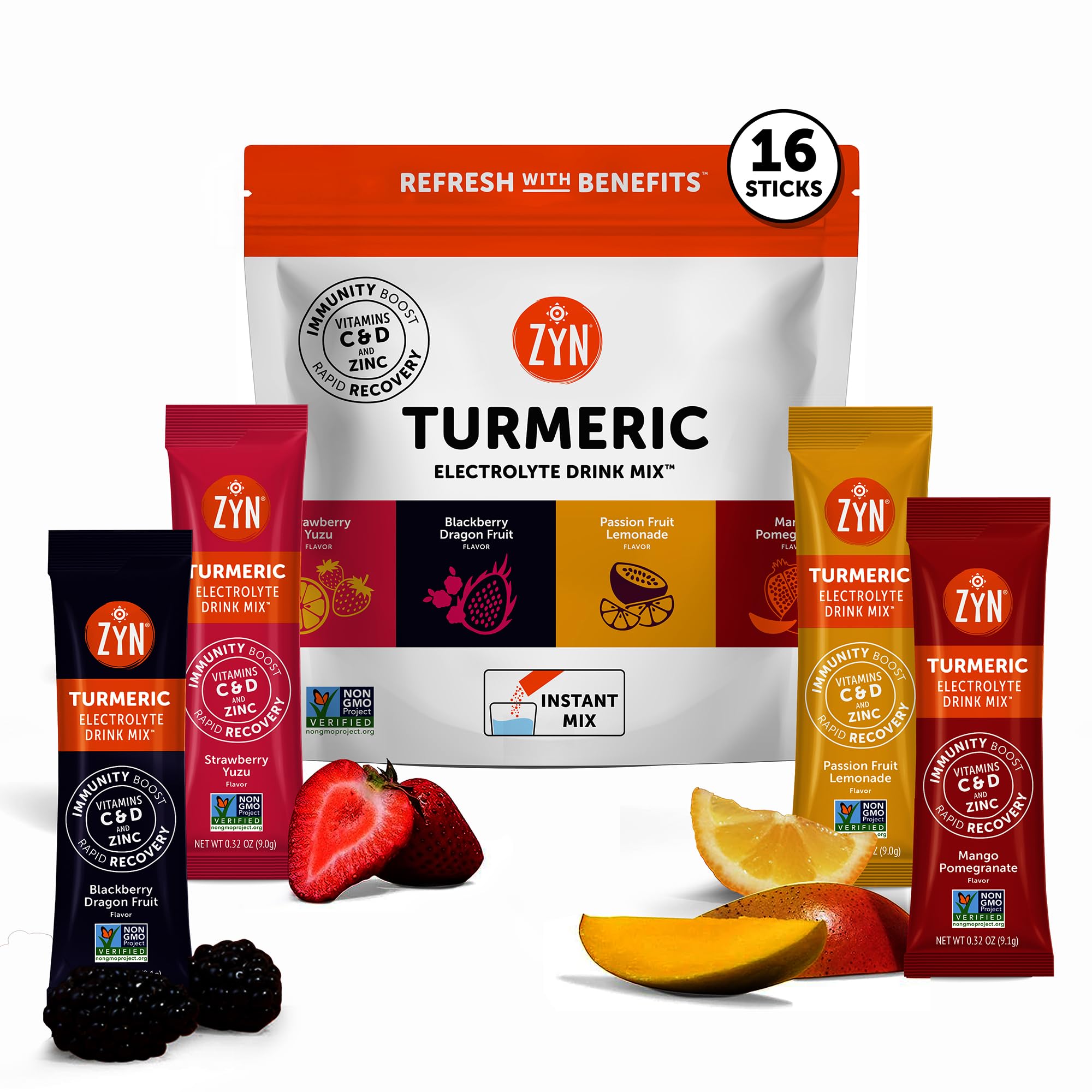 ZYN electrolyte drink mango pomegranate packet for daily hydration and flavor