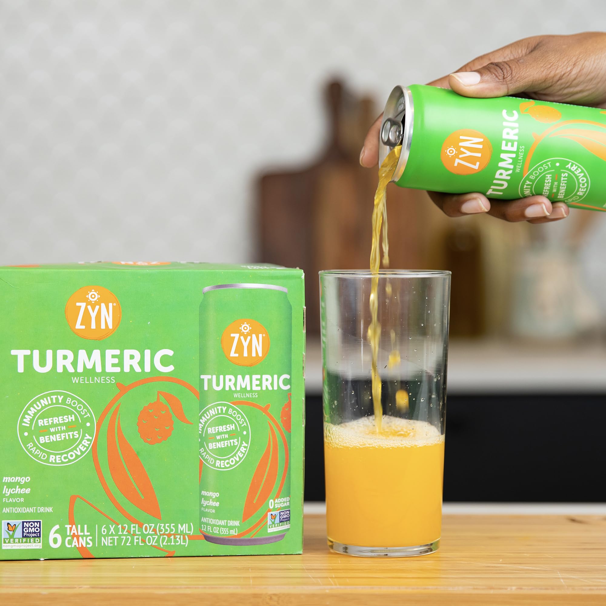 ZYN Turmeric Wellness Drink gym bag scene for on-the-go hydration