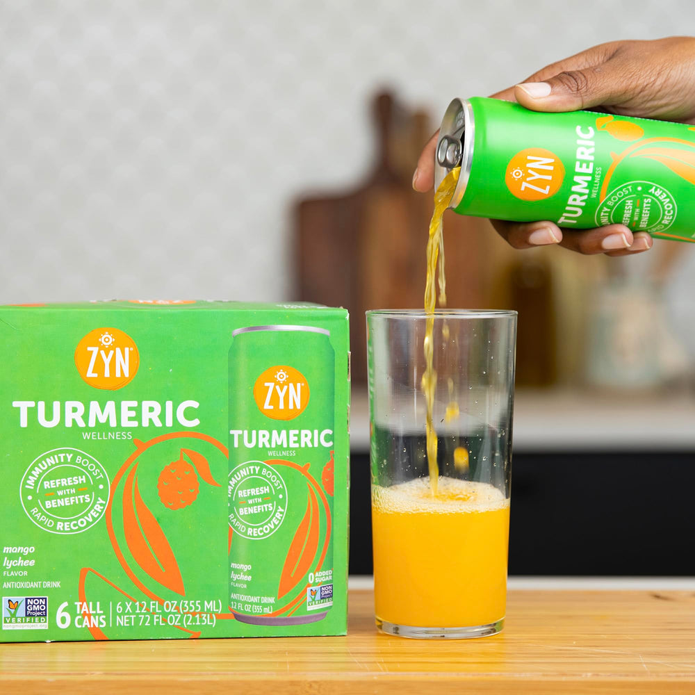 ZYN Turmeric Wellness Drink gym bag scene for on-the-go hydration