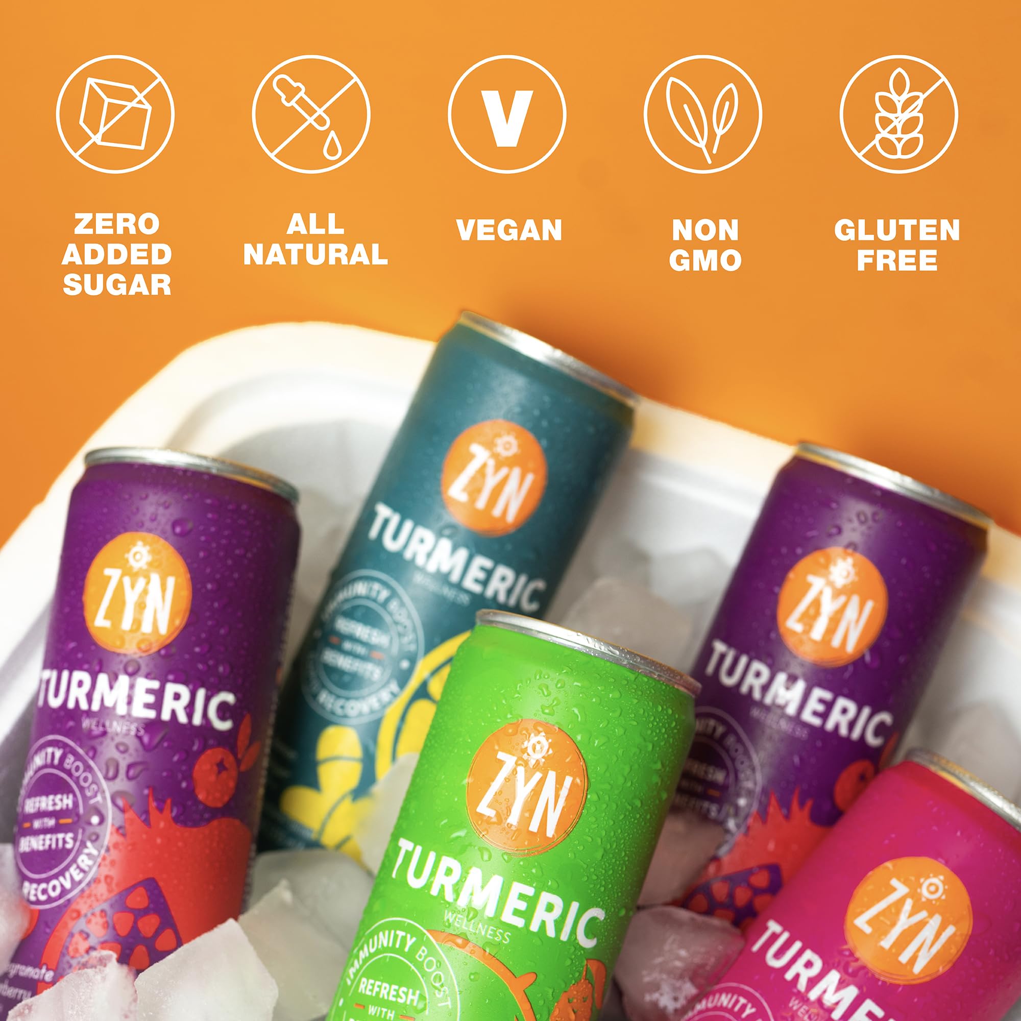 ZYN Turmeric Wellness Drink no added sugar emphasis in label
