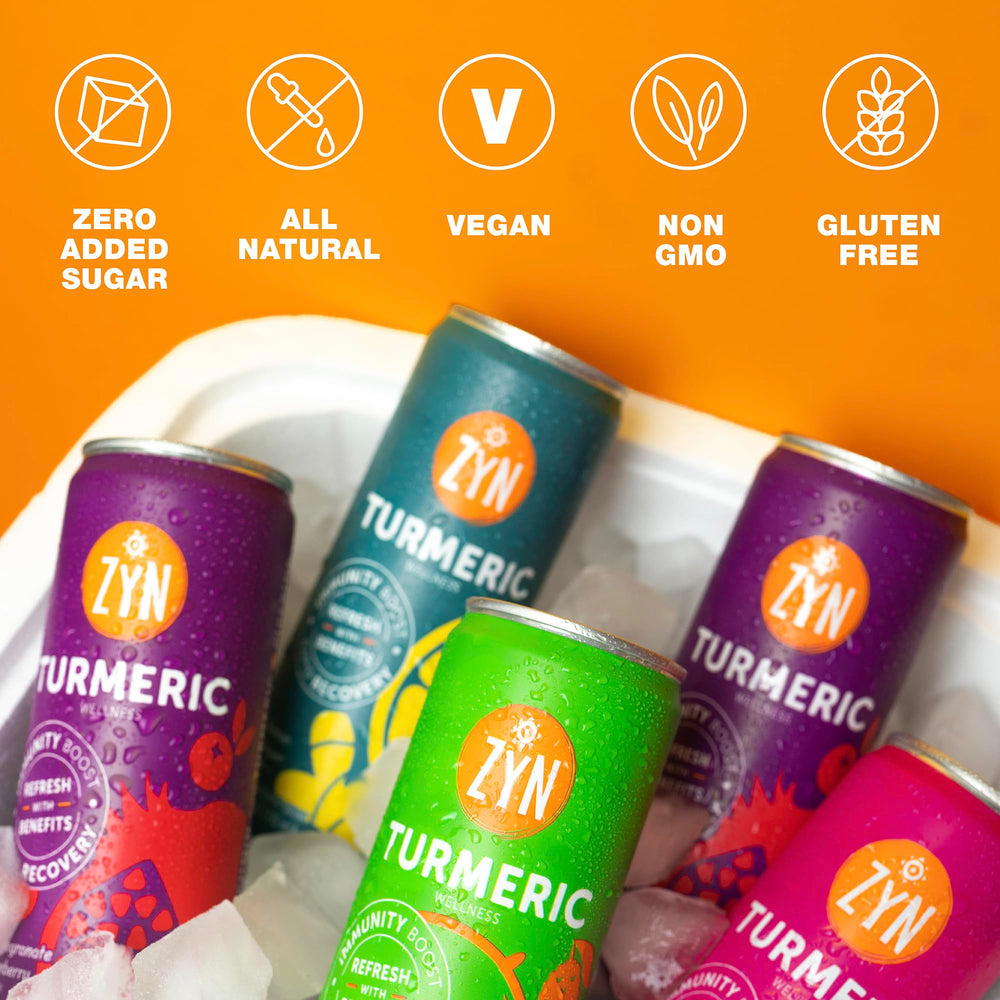 ZYN Turmeric Wellness Drink no added sugar emphasis in label