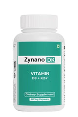 Zynano DK bottle front label showing vegan D3 K2 capsules for daily wellness