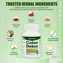 Close-up of Zyntieu Colon Cleanse capsules highlighting natural fiber ingredients