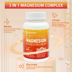 Zyntieu Triple Magnesium bottle front view highlighting portable daily wellness and energy.