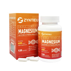 Zyntieu Triple Magnesium capsules close-up for easy absorption and daily muscle support.