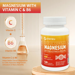 Zyntieu Triple Magnesium label detail showing ingredients and third-party testing for quality.