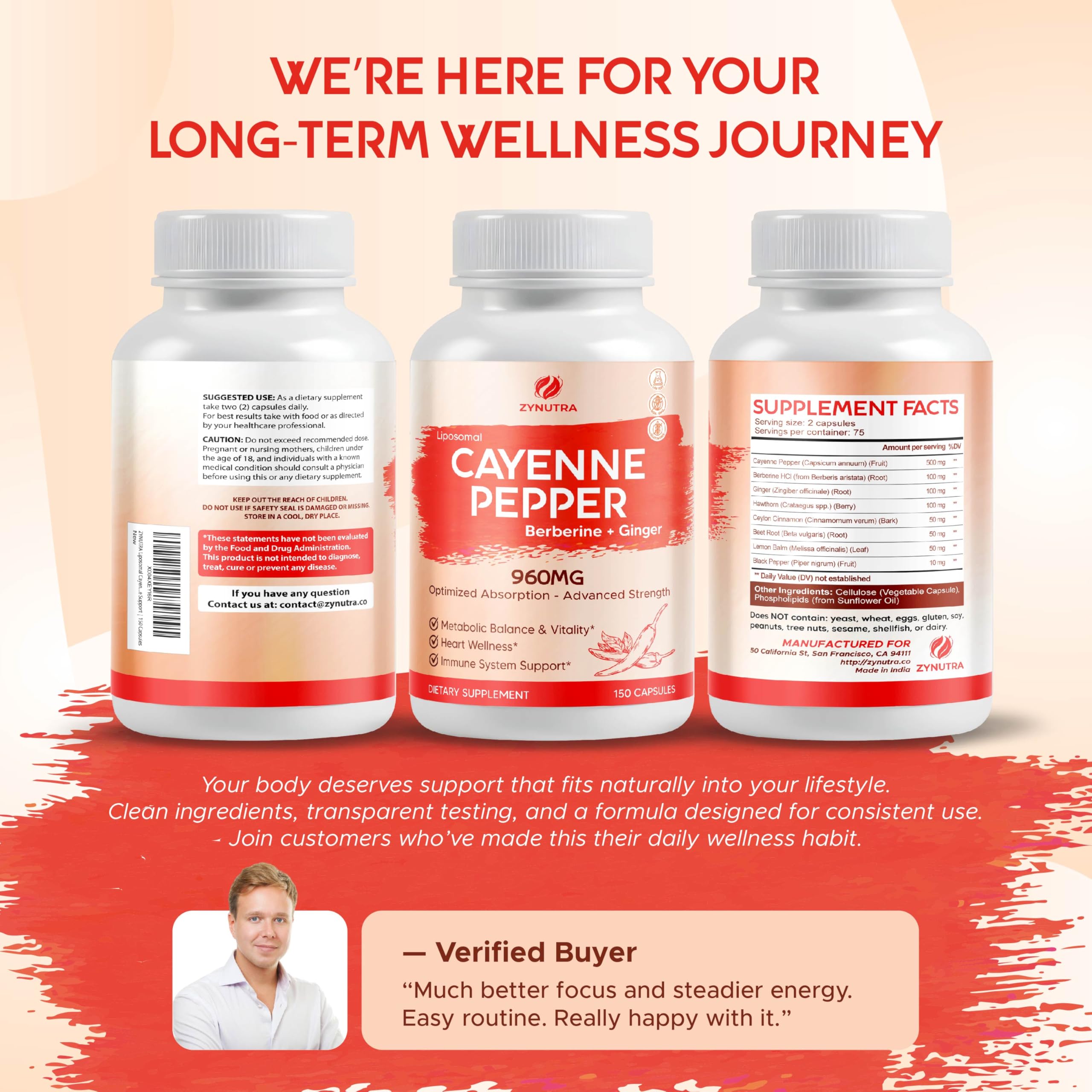 ZYNUTRA 75-day supply visual showcasing convenient daily supplement use