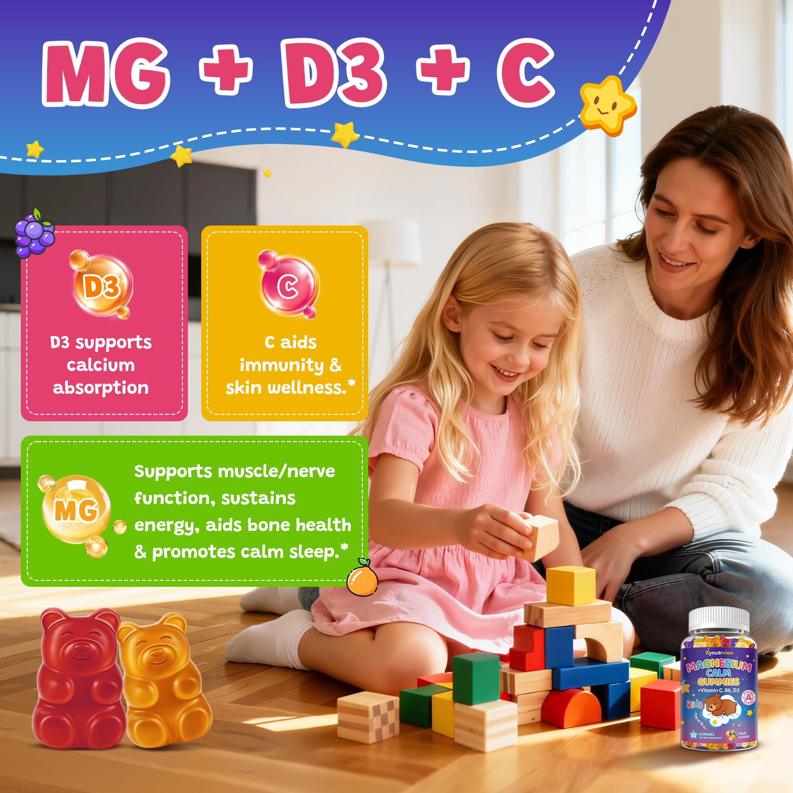 Zynutrvion gummy during bedtime routine signaling restful evenings