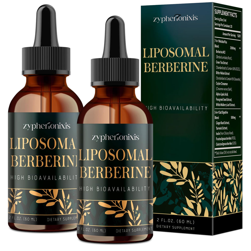 Zypherionixis liposomal berberine drops bottle with high-dose formula for daily use.