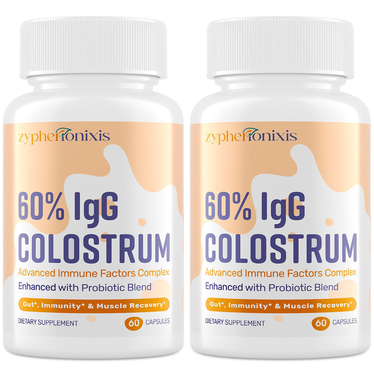 Zypherionixis bovine colostrum capsules pack for daily immune support and overall wellness